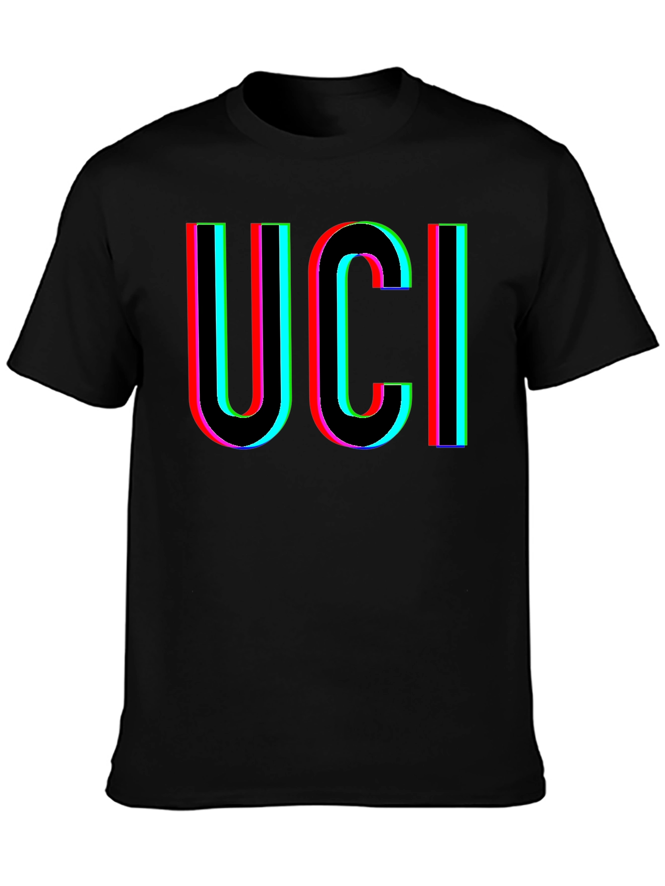 UCI Retro Glitch Graphic Black T-Shirt