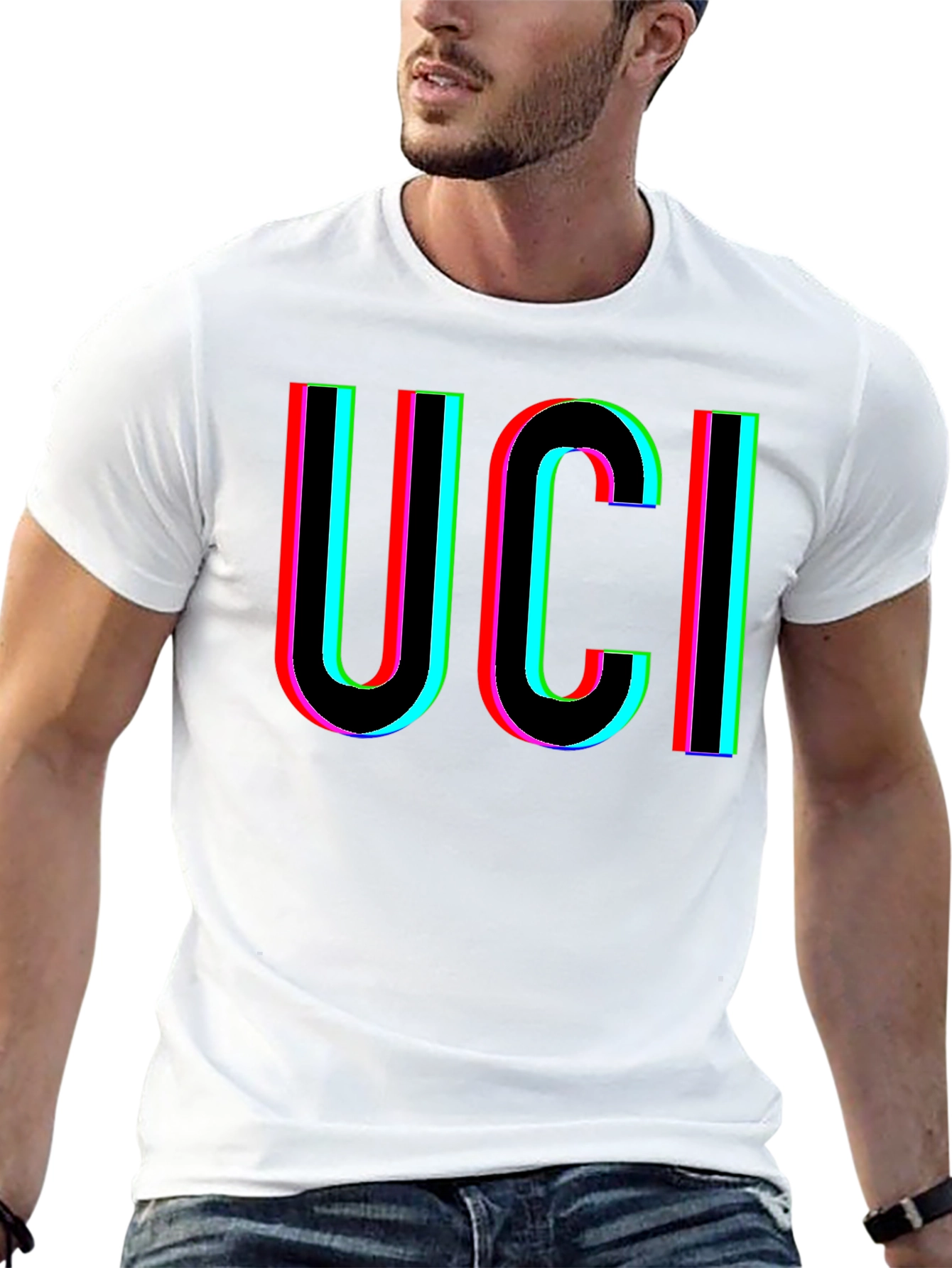 UCI Retro Glitch Graphic Black T-Shirt