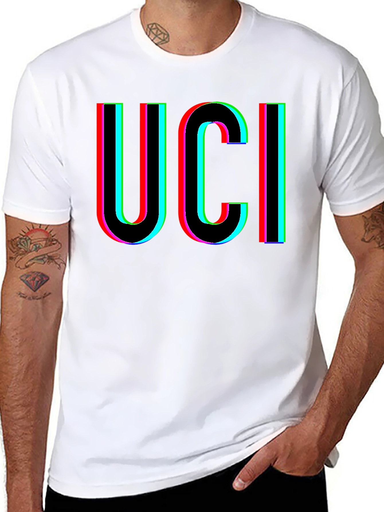 UCI Retro Glitch Graphic Black T-Shirt