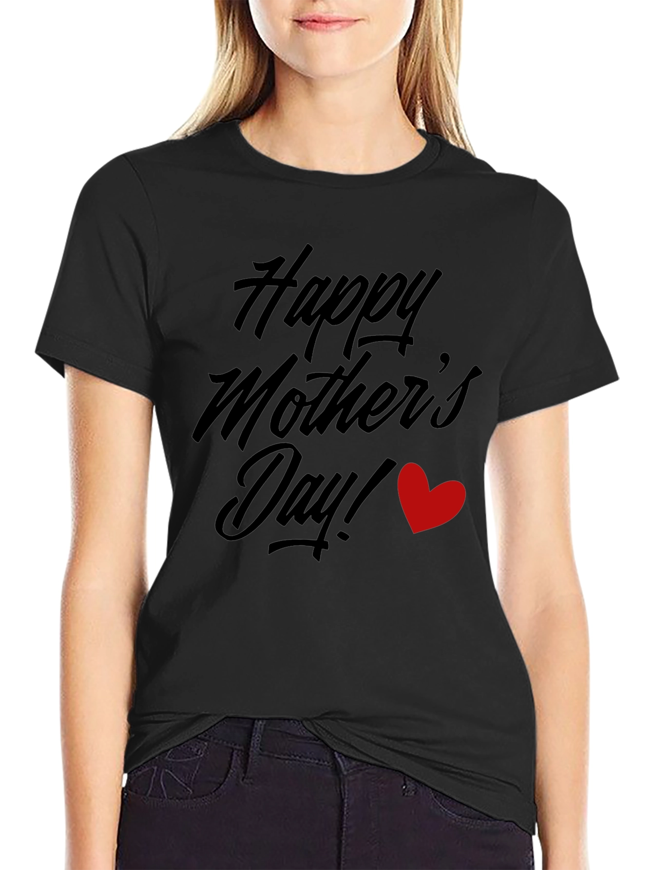 Happy Mothers Day Graphic Tee - Black