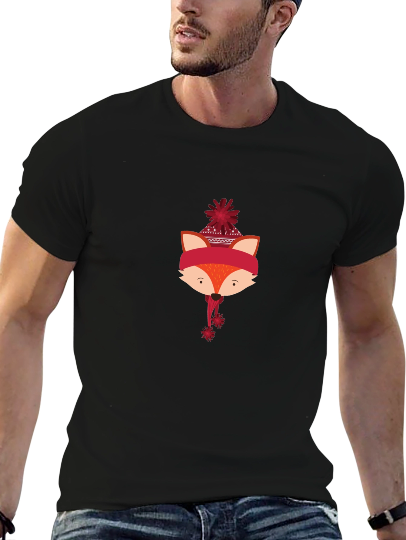 Winter Fox Graphic Tee - Black Casual Shirt