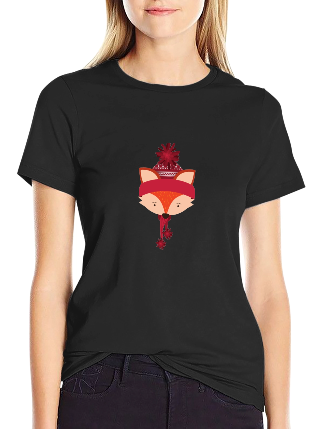 Winter Fox Graphic Tee - Black Casual Shirt