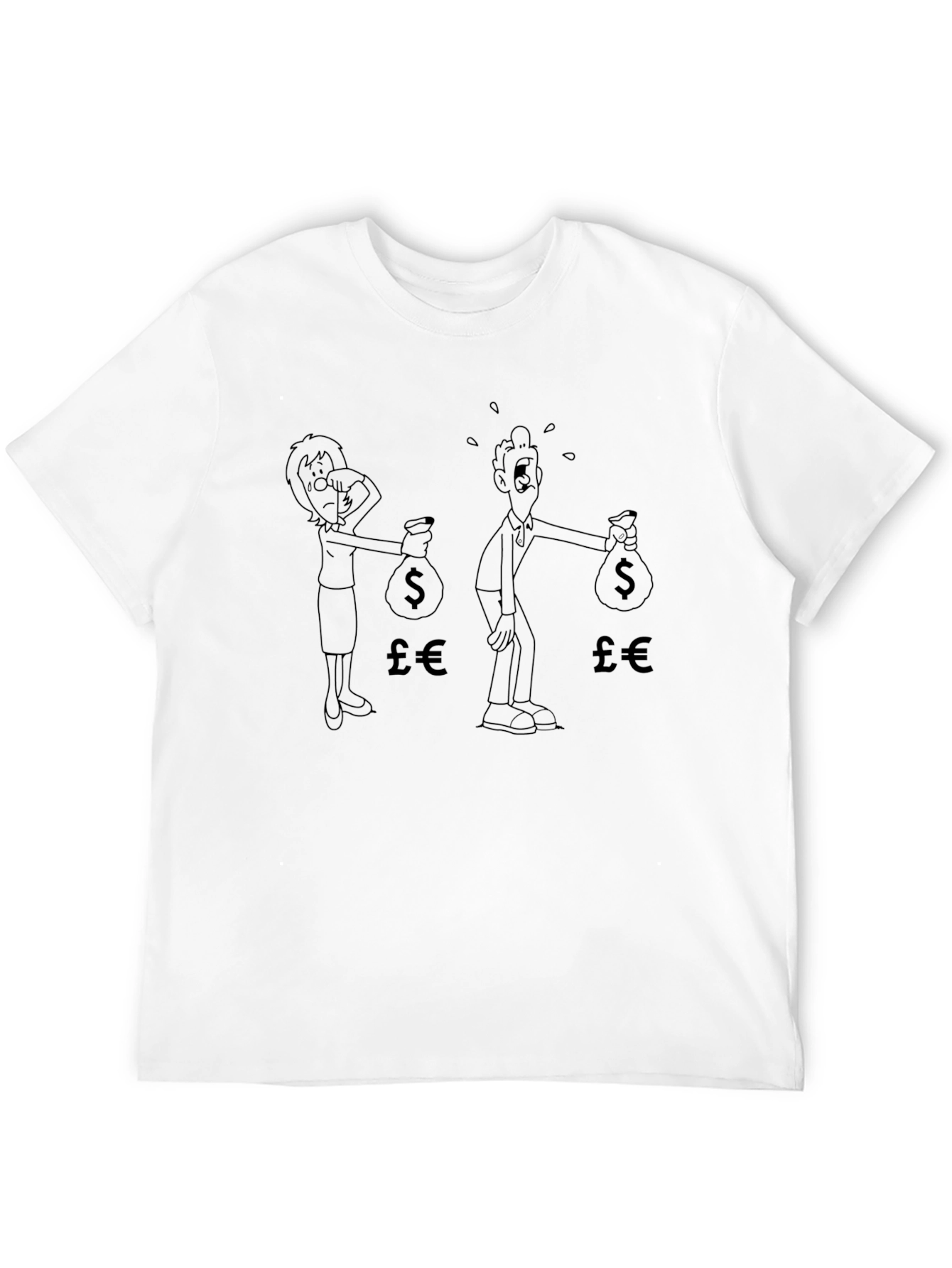 Money Cartoon Print Black T-Shirt