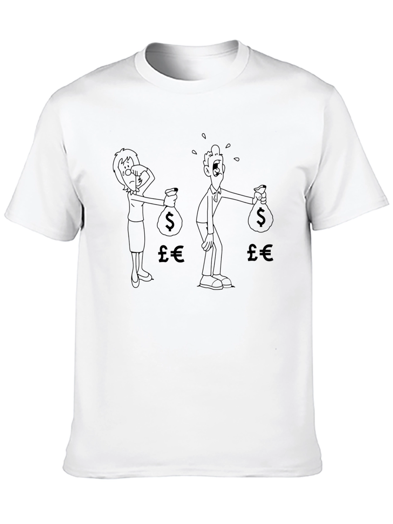 Money Cartoon Print Black T-Shirt