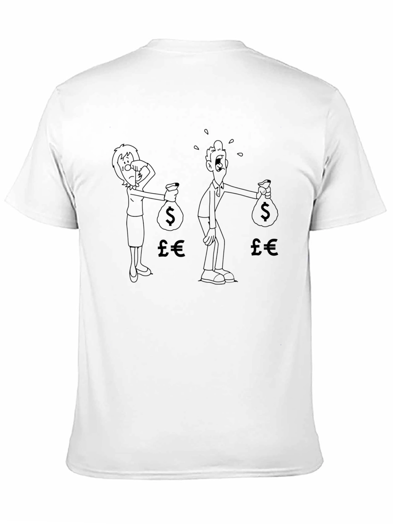 Money Cartoon Print Black T-Shirt