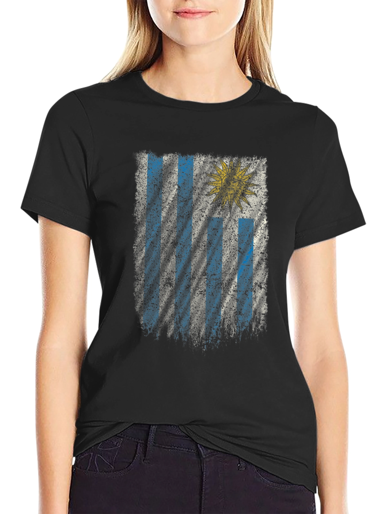 Uruguay Flag Graphic T-Shirt - Distressed Look
