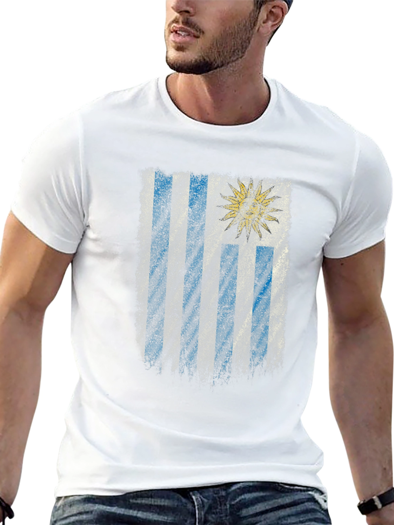 Uruguay Flag Graphic T-Shirt - Distressed Look