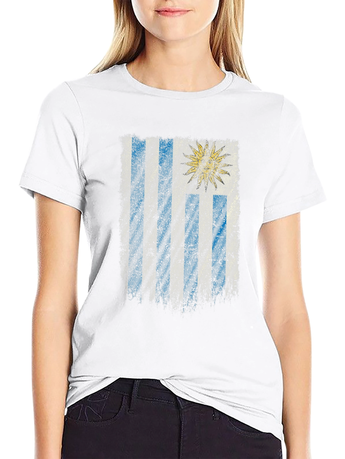 Uruguay Flag Graphic T-Shirt - Distressed Look