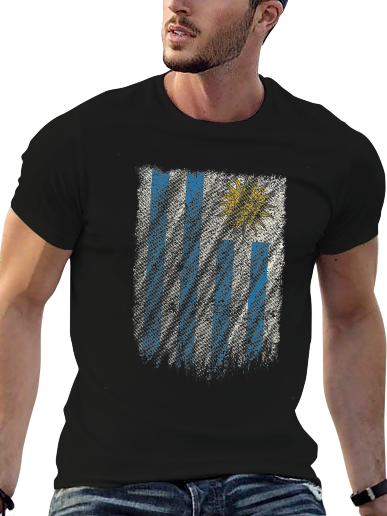 Uruguay Flag Graphic T-Shirt - Distressed Look