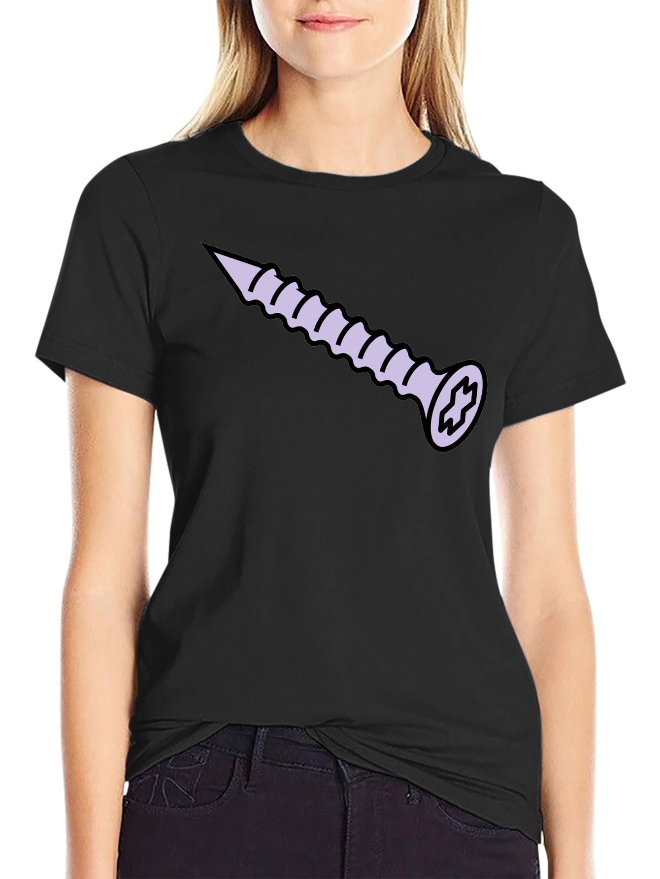 Screw Graphic T-Shirt - Black Cotton Tee