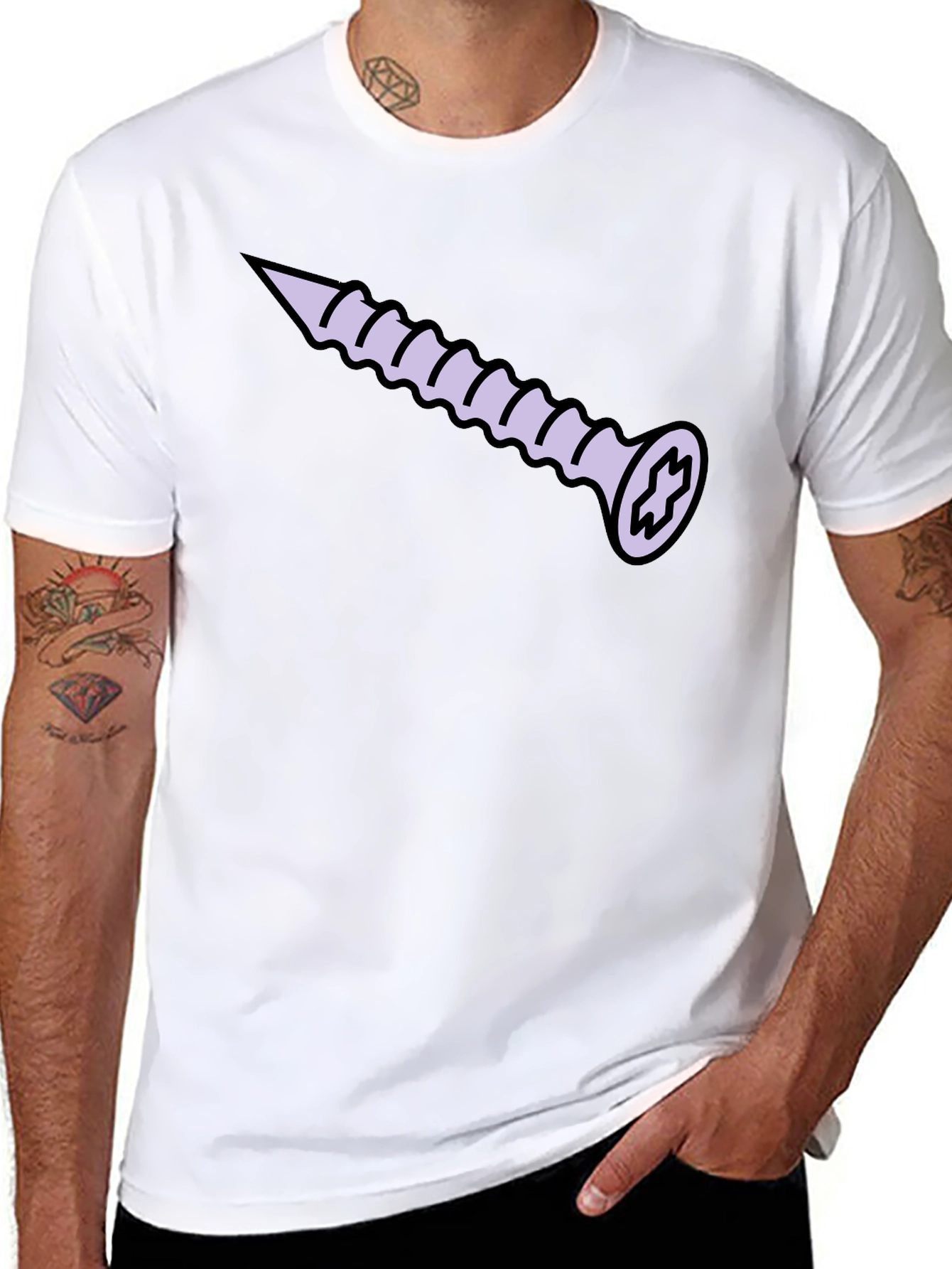 Screw Graphic T-Shirt - Black Cotton Tee