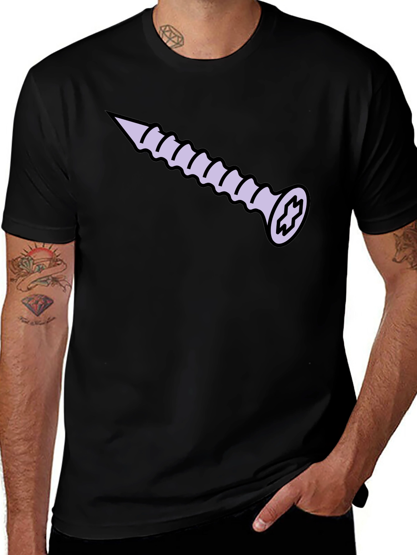 Screw Graphic T-Shirt - Black Cotton Tee