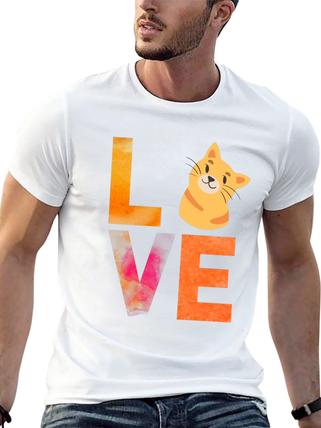 Love Cat Graphic Tee - Novelty T-Shirt