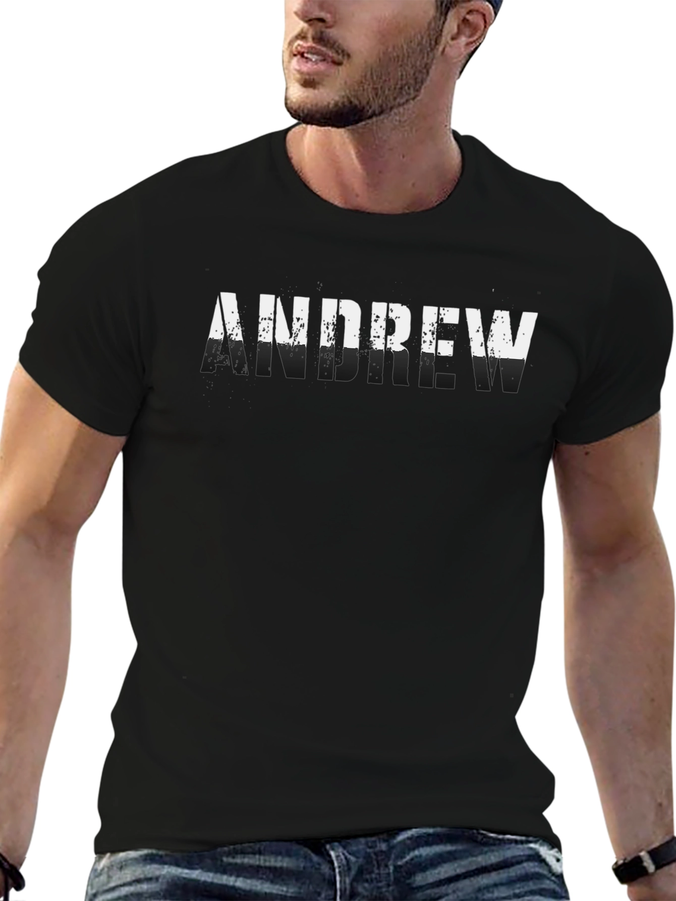 Andrew Mens Black Graphic T-Shirt