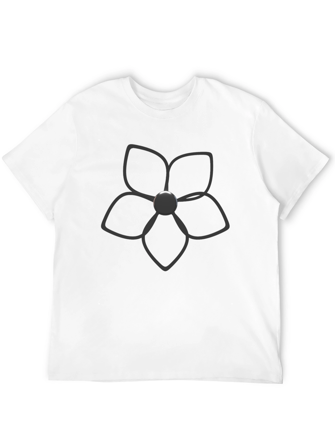 Black T-Shirt with Floral Graphic