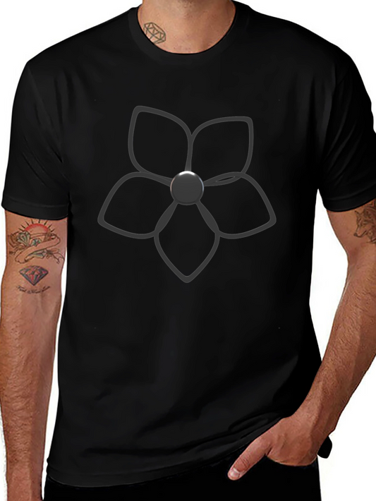 Black T-Shirt with Floral Graphic