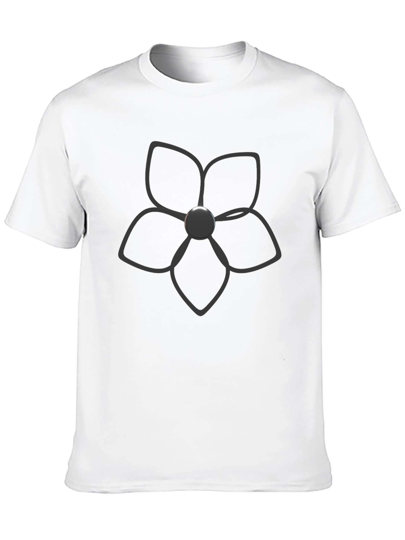 Black T-Shirt with Floral Graphic