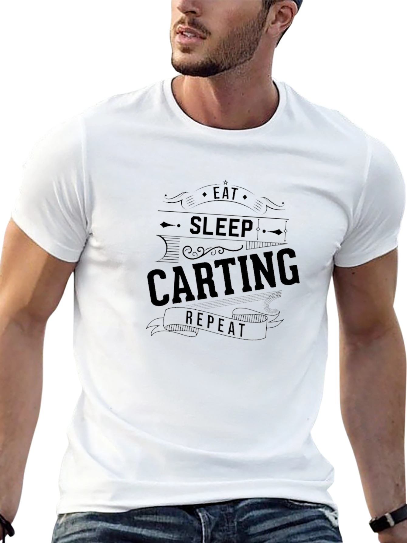 Eat Sleep Carting Repeat Black T-Shirt
