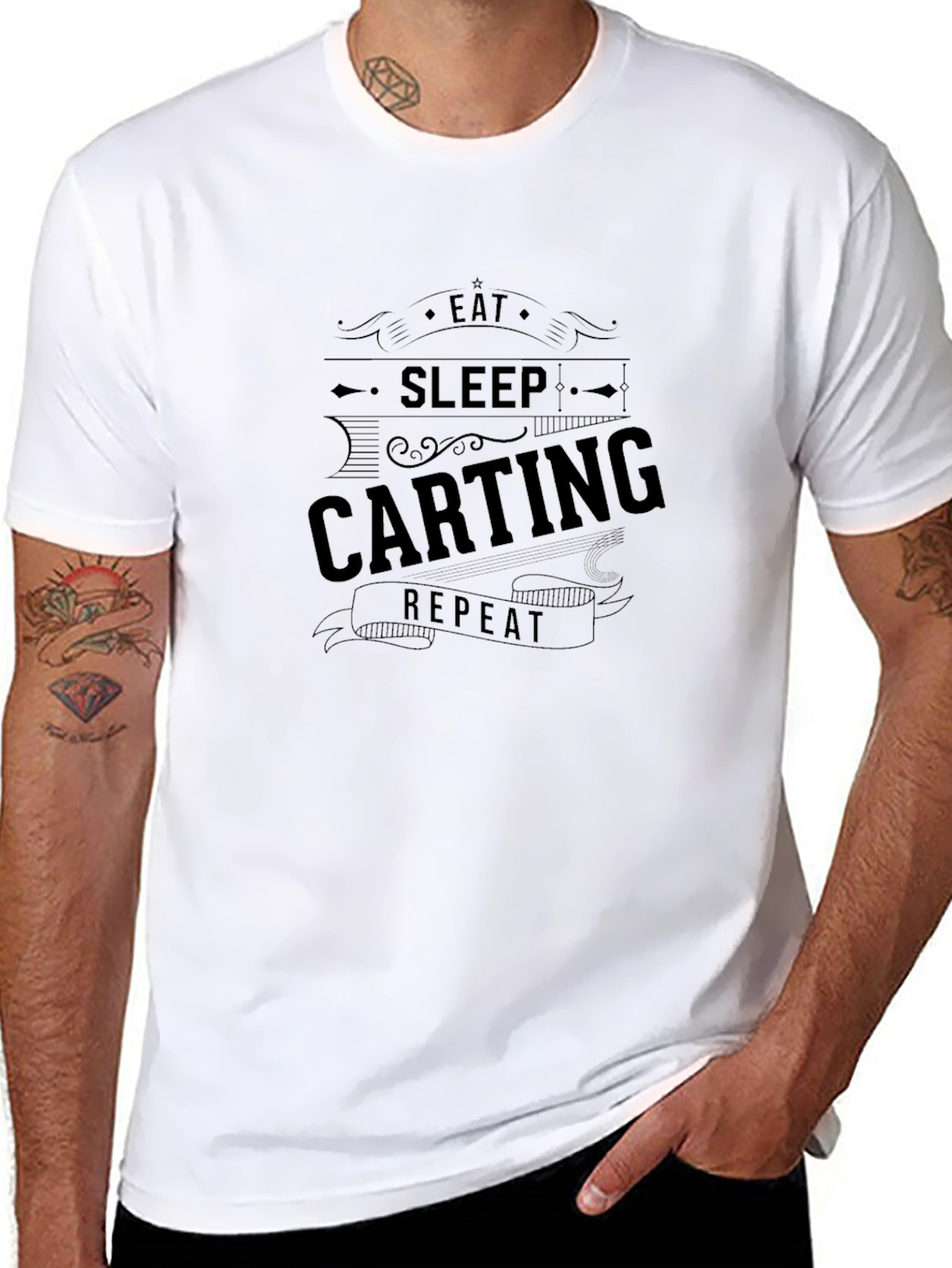 Eat Sleep Carting Repeat Black T-Shirt