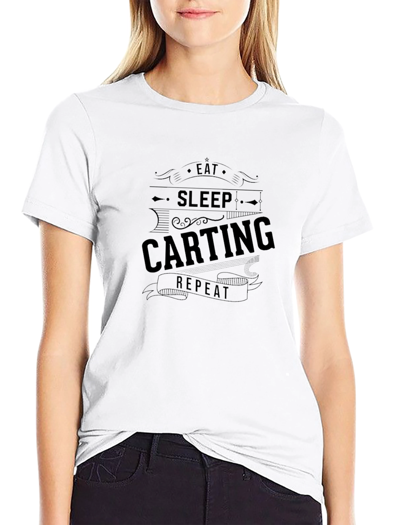 Eat Sleep Carting Repeat Black T-Shirt