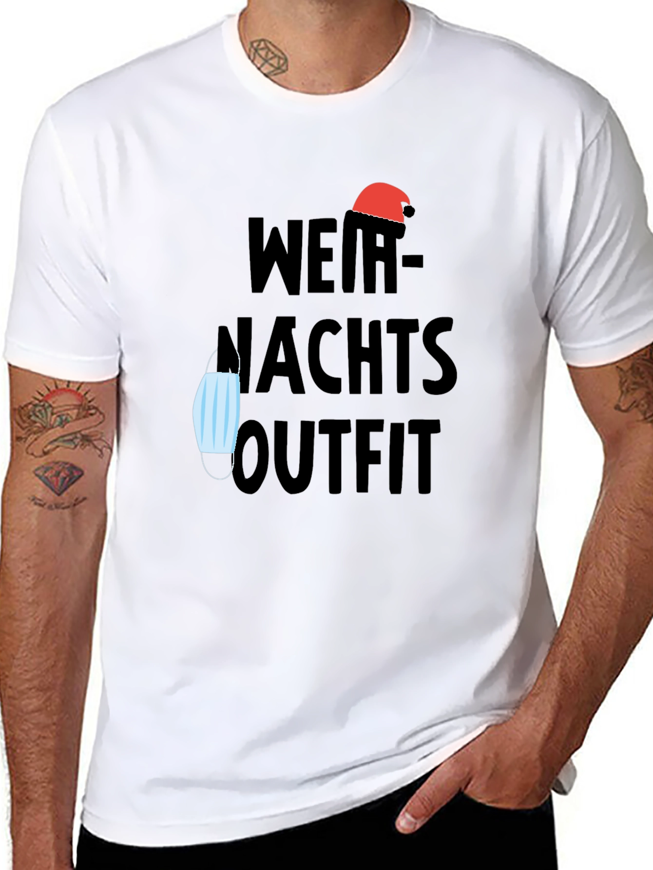 Weihnachts Outfit Tee - Holiday Mask Humor T-Shirt