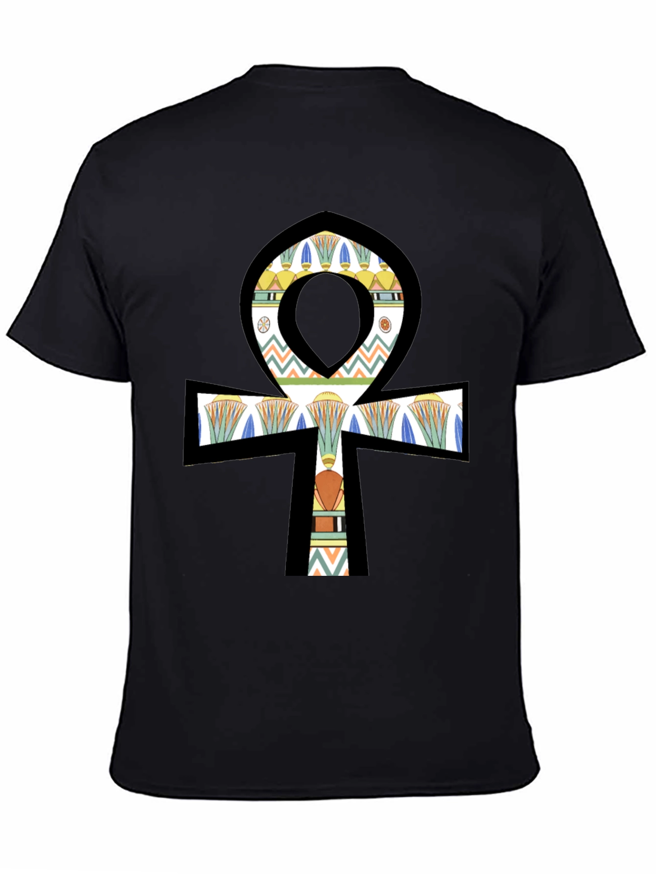 Egyptian Ankh Graphic Tee - Black Cotton Shirt