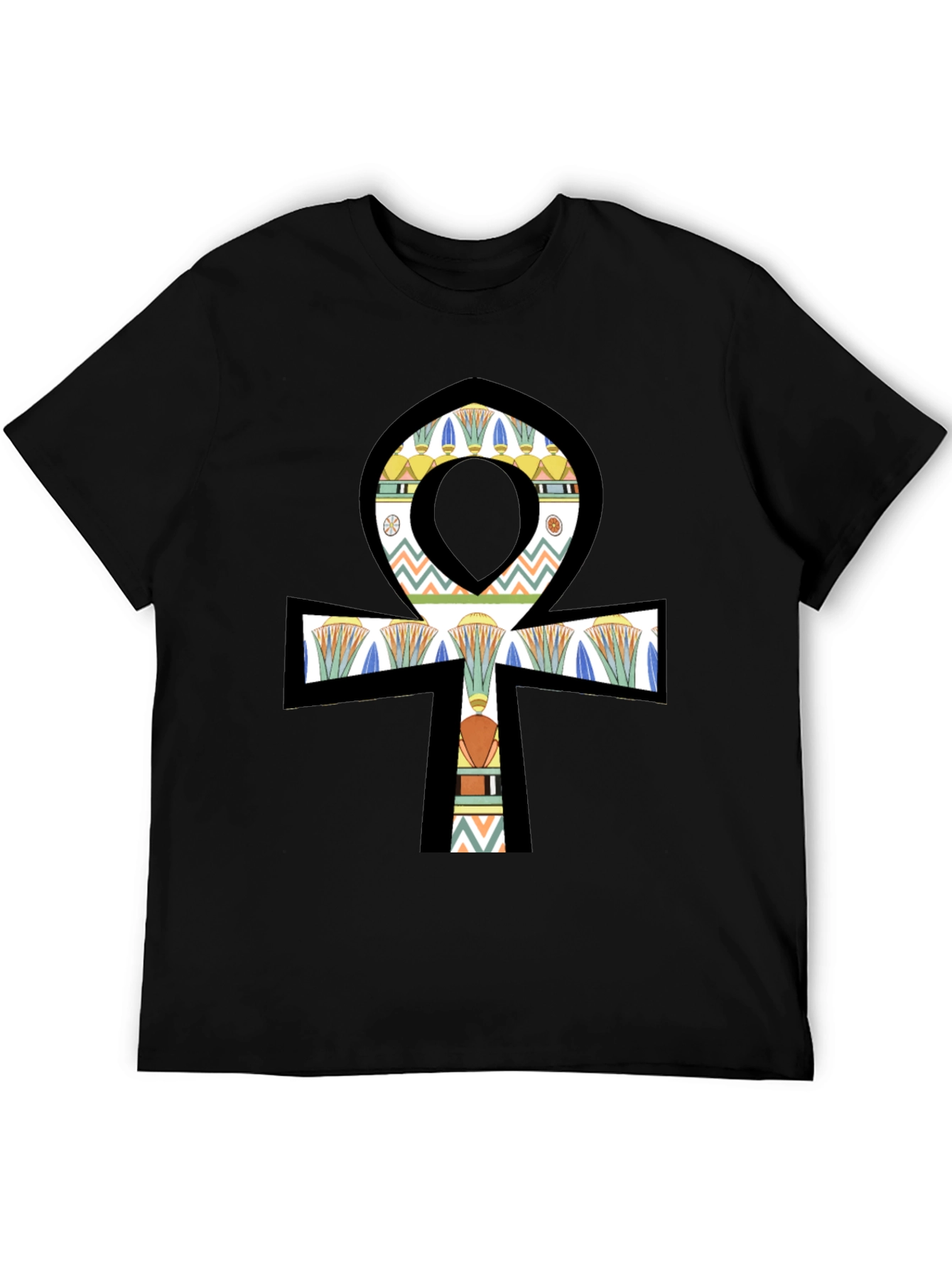 Egyptian Ankh Graphic Tee - Black Cotton Shirt
