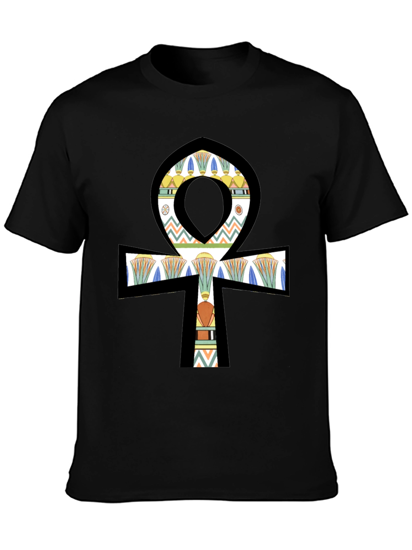 Egyptian Ankh Graphic Tee - Black Cotton Shirt