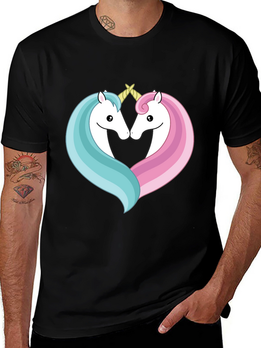 Unicorn Heart Graphic Tee - Black Casual T-Shirt