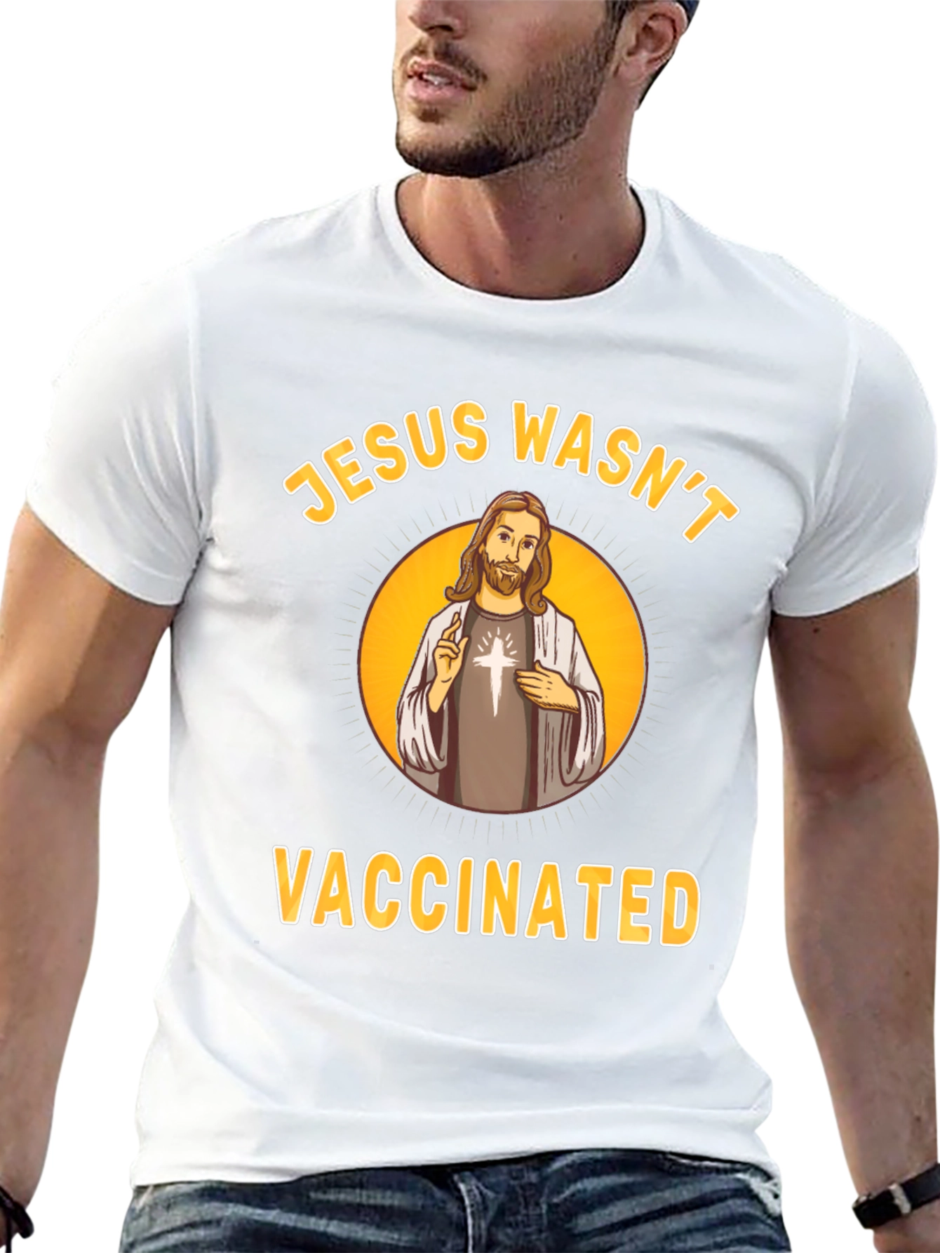 Jesus Wasnt Vaccinated T-Shirt Funny Slogan Tee