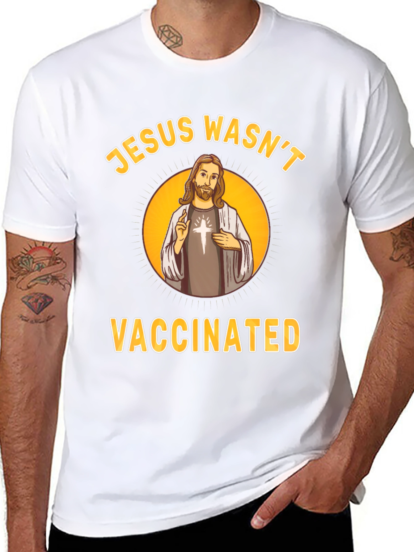 Jesus Wasnt Vaccinated T-Shirt Funny Slogan Tee