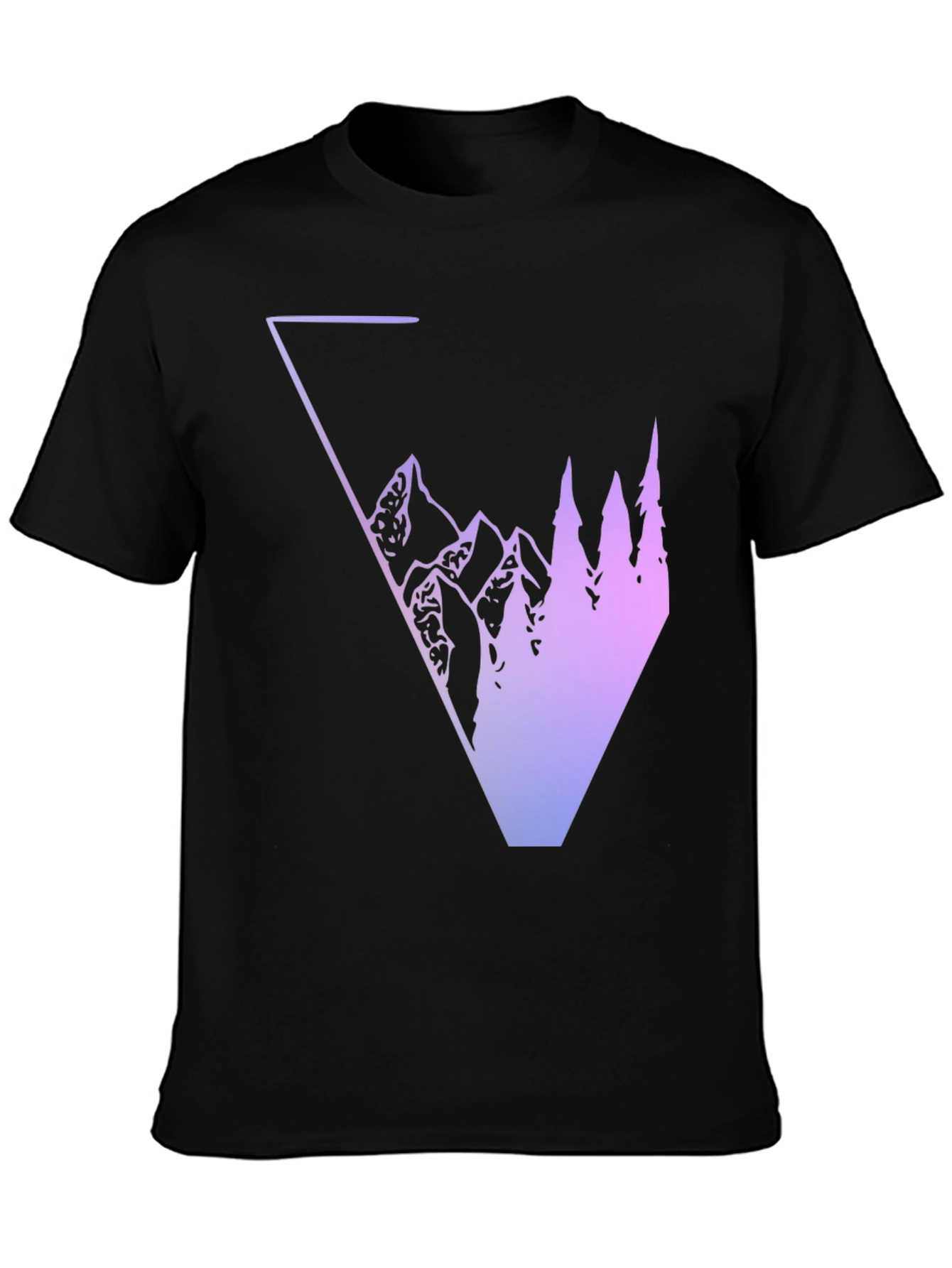 Geometric Mountain & Tree Graphic Tee