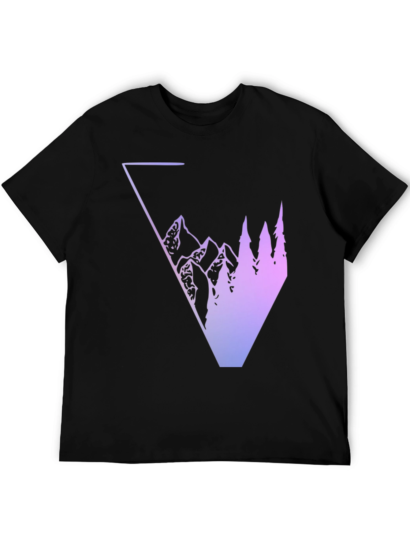 Geometric Mountain & Tree Graphic Tee