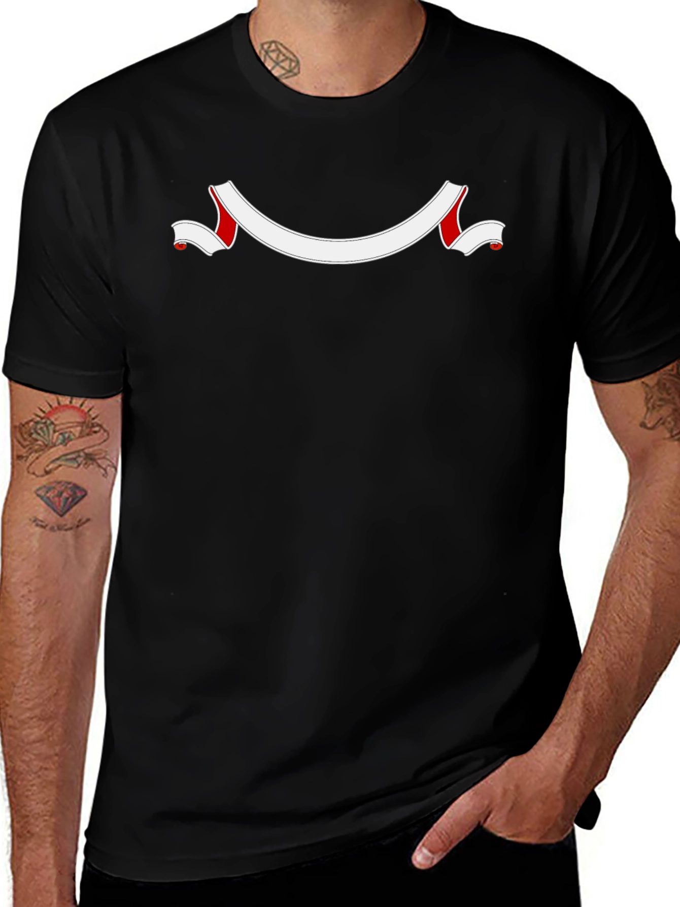 Mens Black T-Shirt with Customizable Banner Design