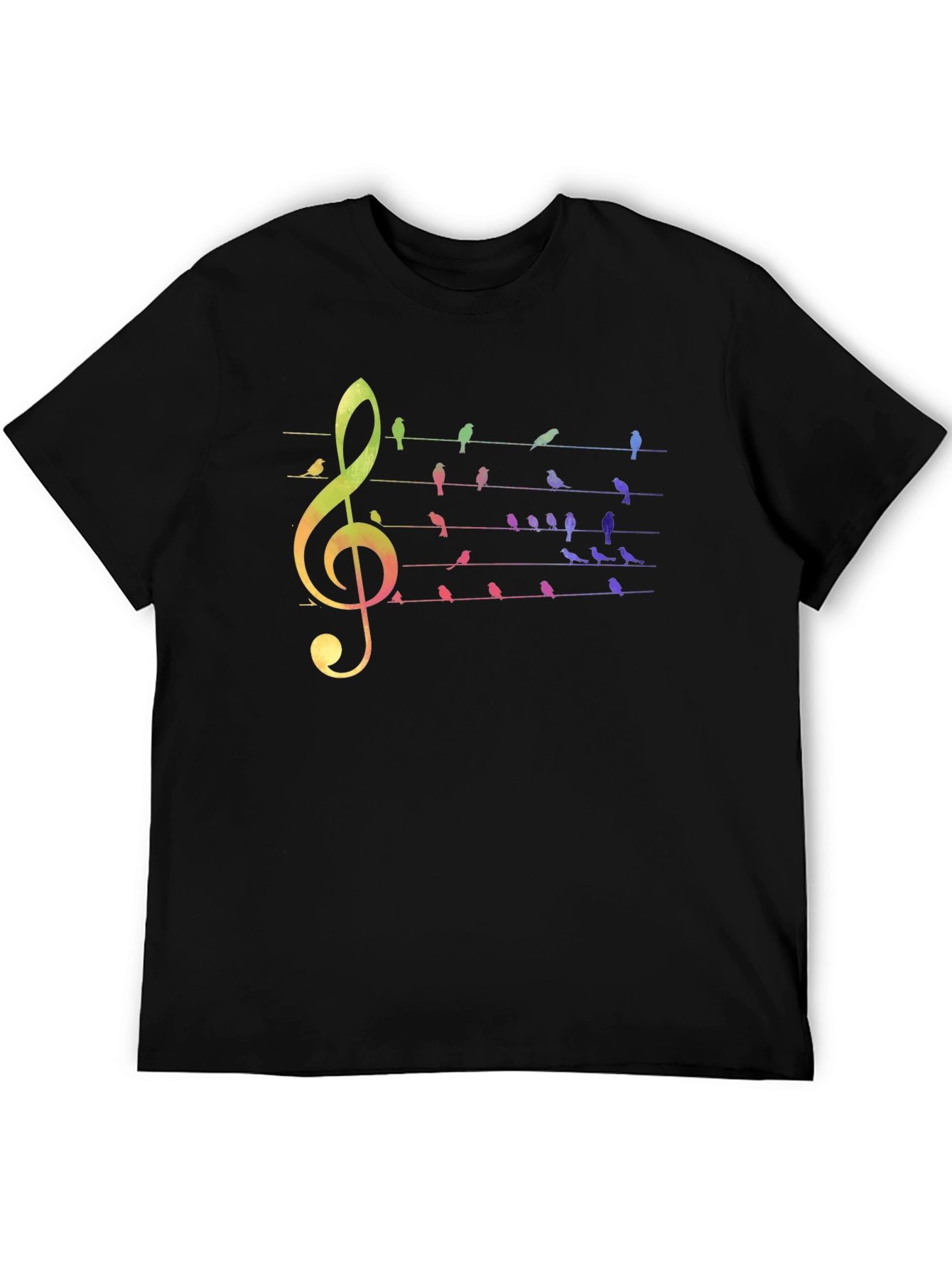 Rainbow Bird Music Note Graphic Tee