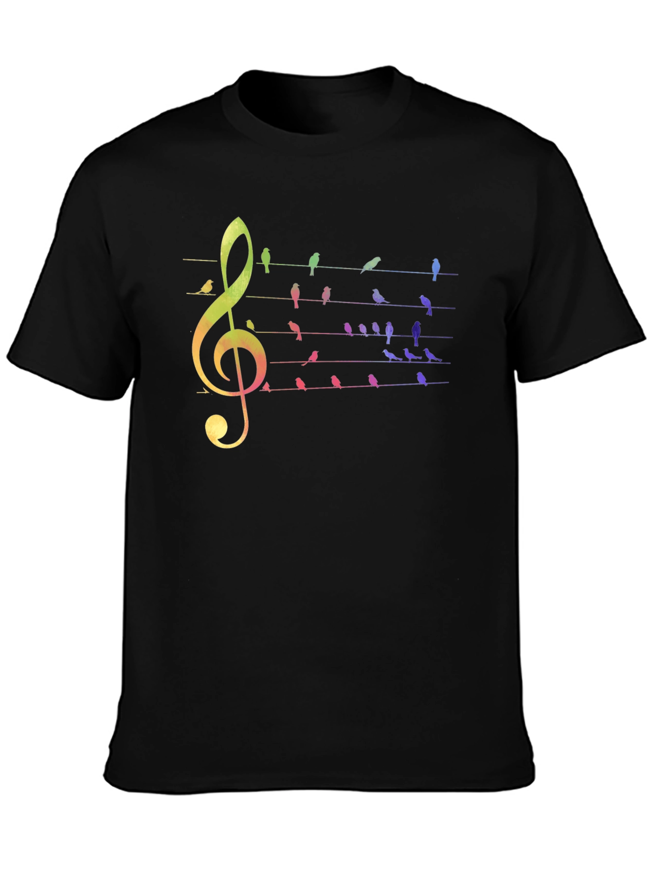 Rainbow Bird Music Note Graphic Tee