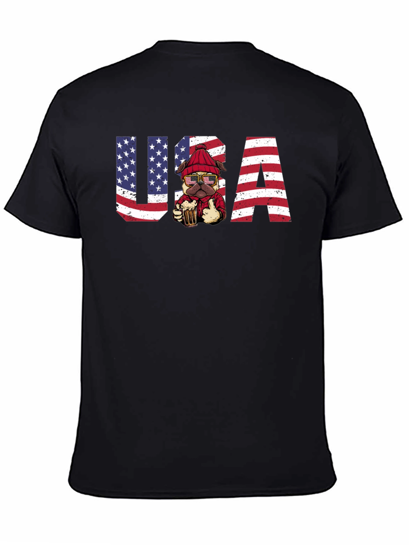 USA Patriotic Pug Beer T-Shirt