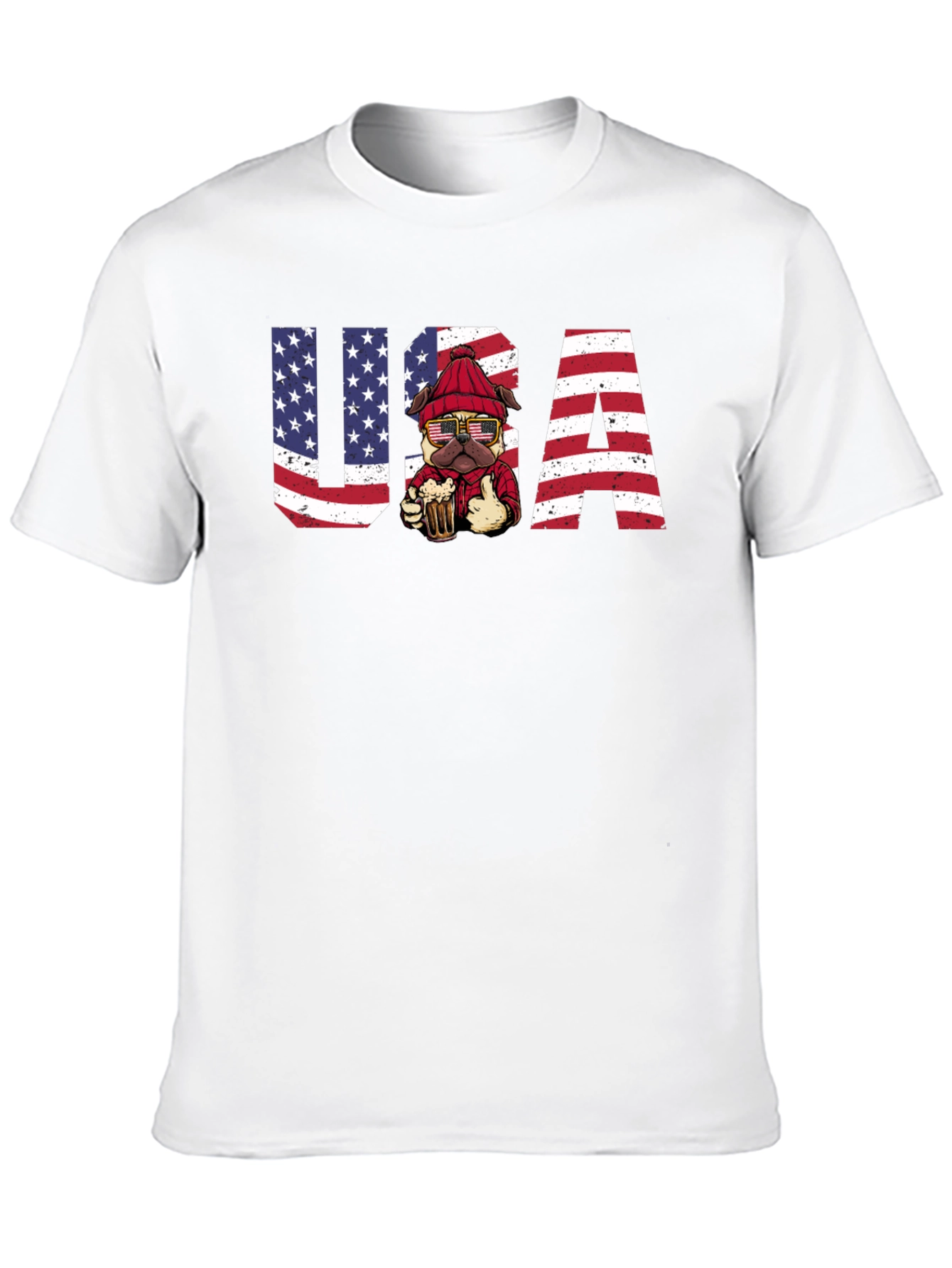 USA Patriotic Pug Beer T-Shirt