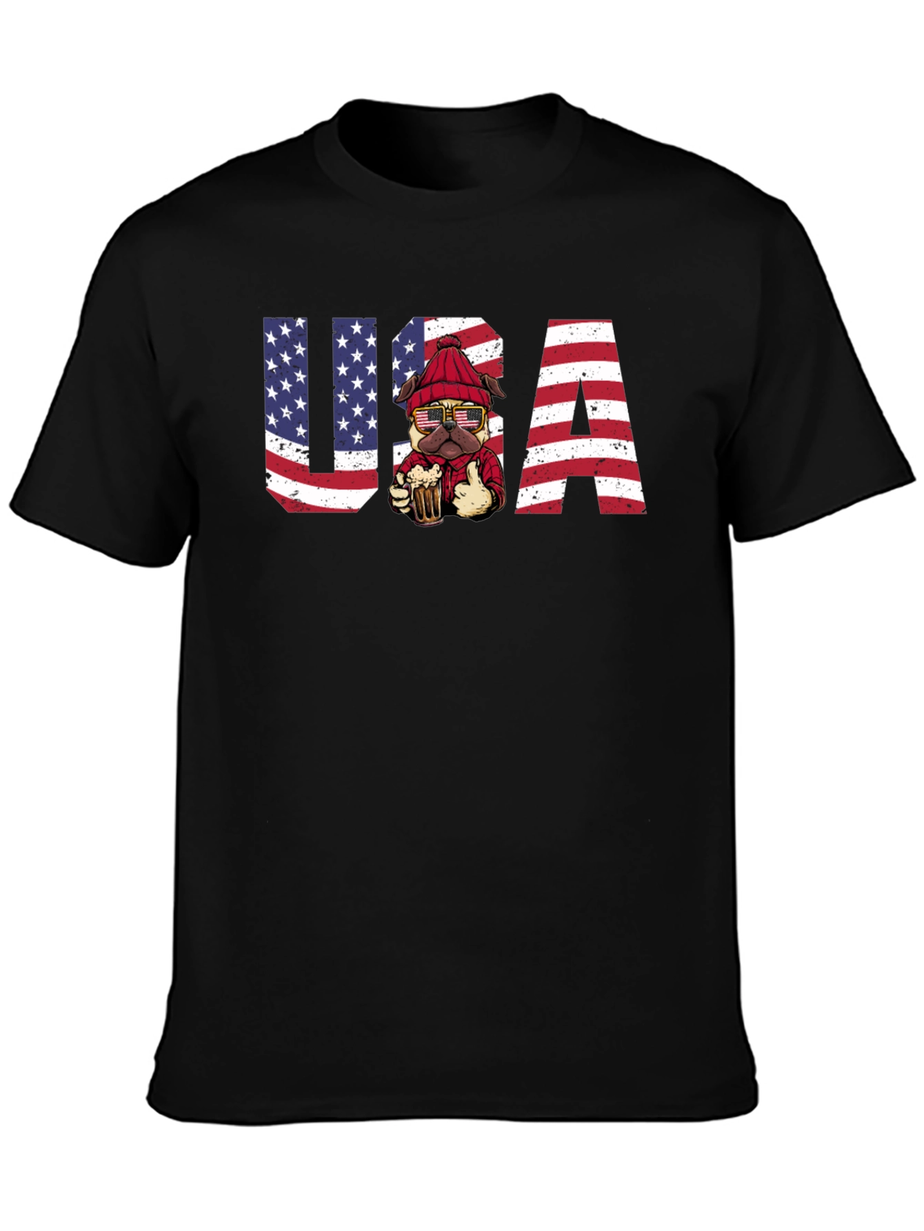USA Patriotic Pug Beer T-Shirt