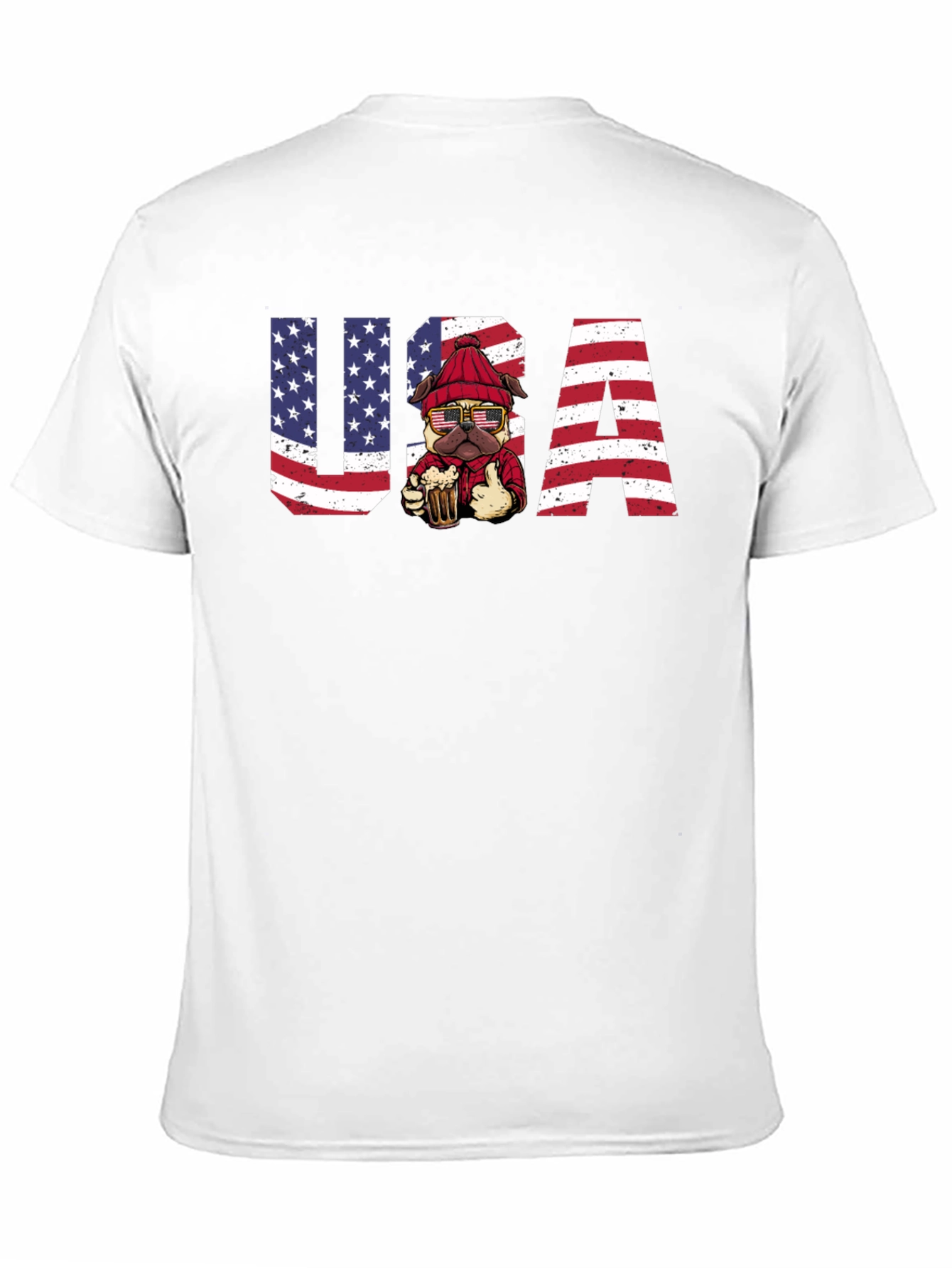 USA Patriotic Pug Beer T-Shirt