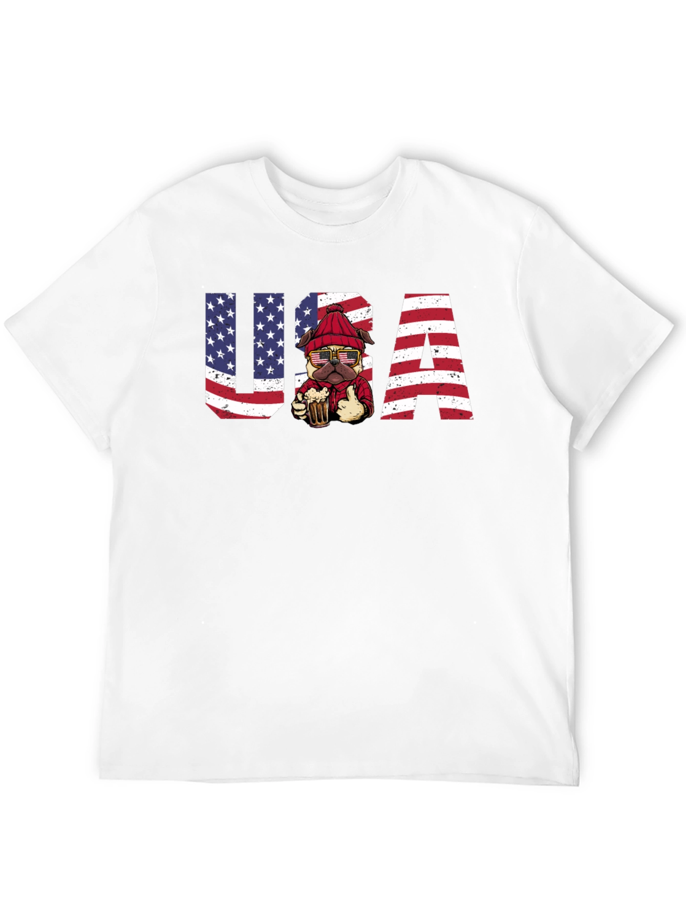USA Patriotic Pug Beer T-Shirt