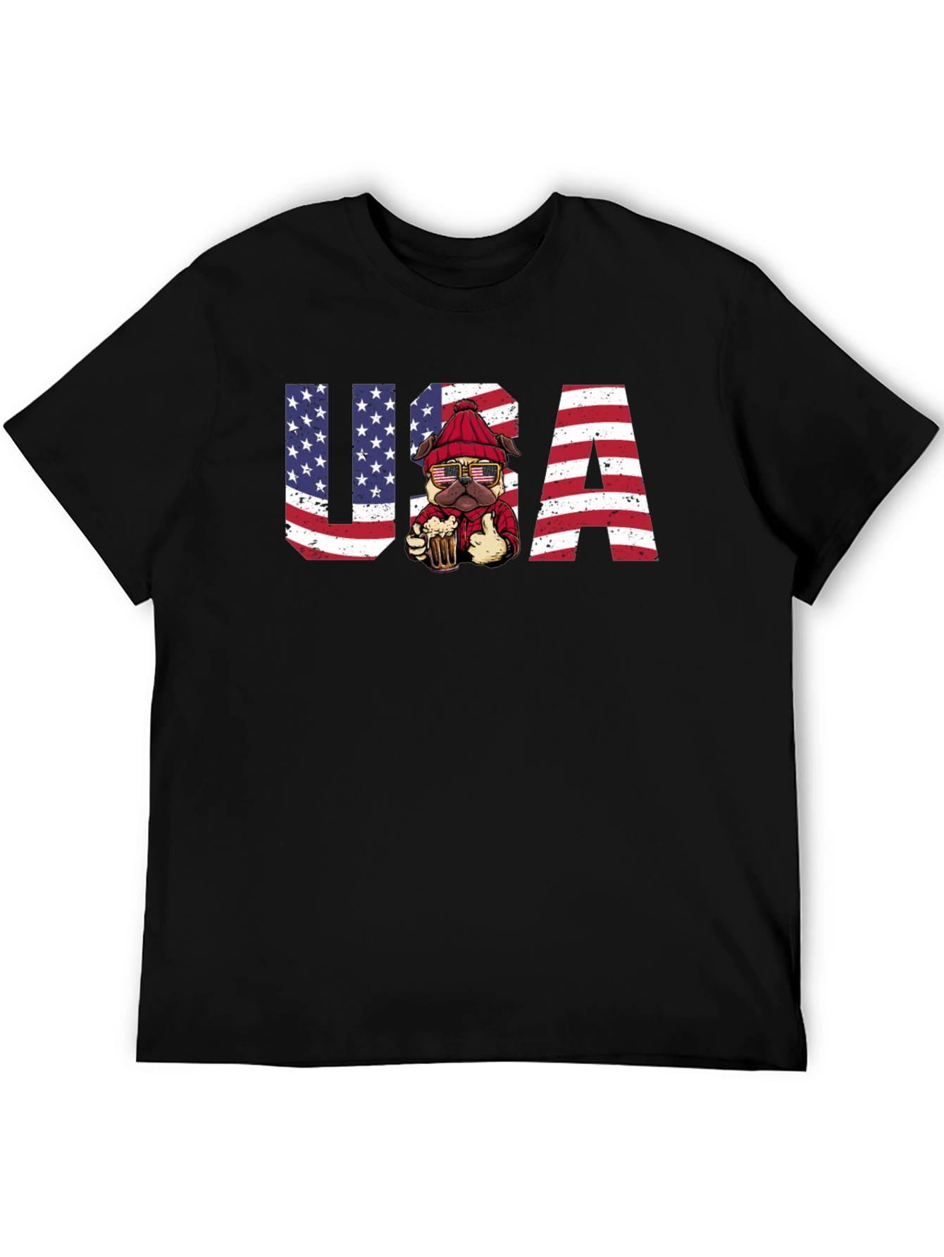 USA Patriotic Pug Beer T-Shirt