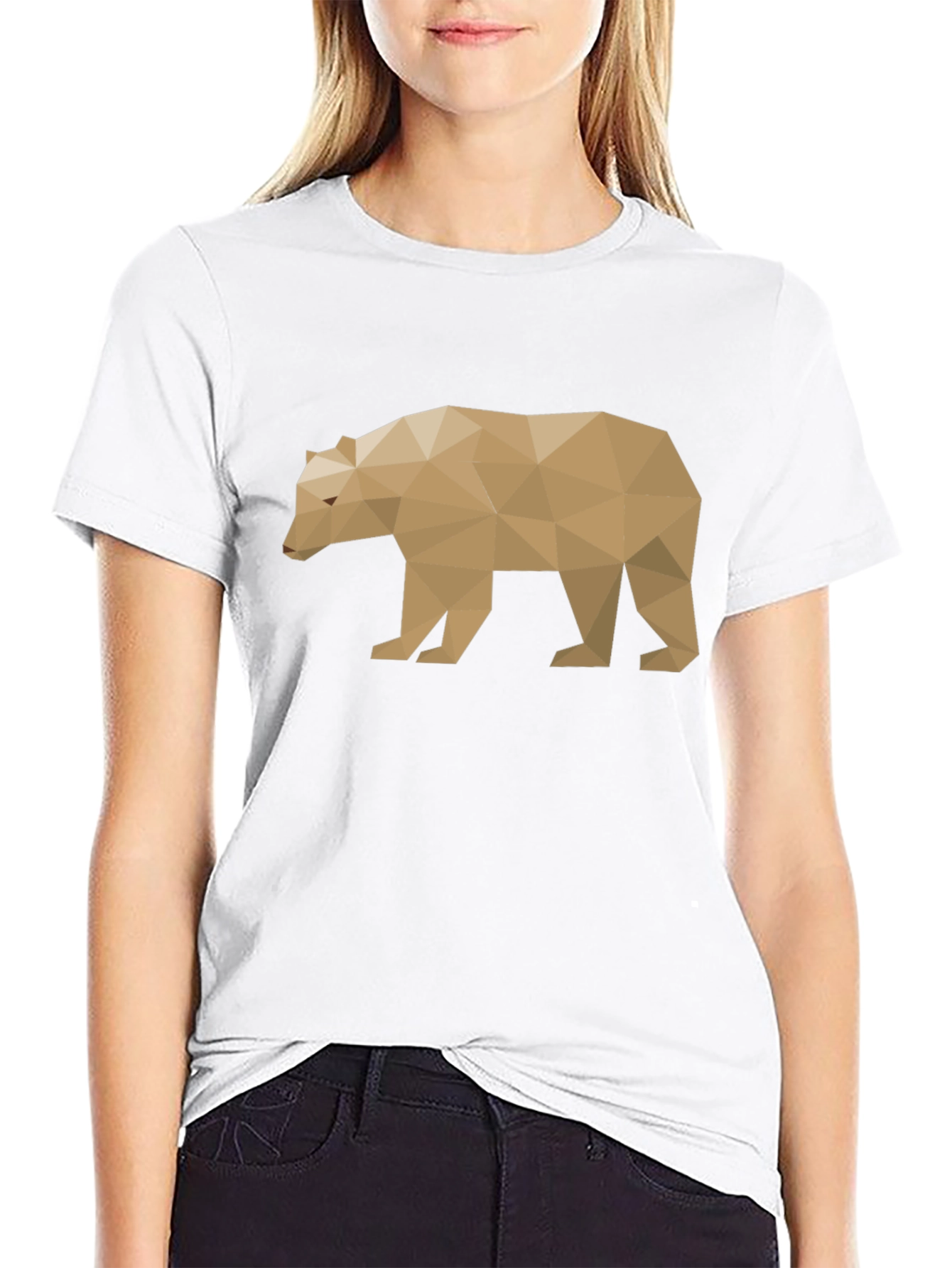 Geometric Bear Graphic Tee - Modern Style