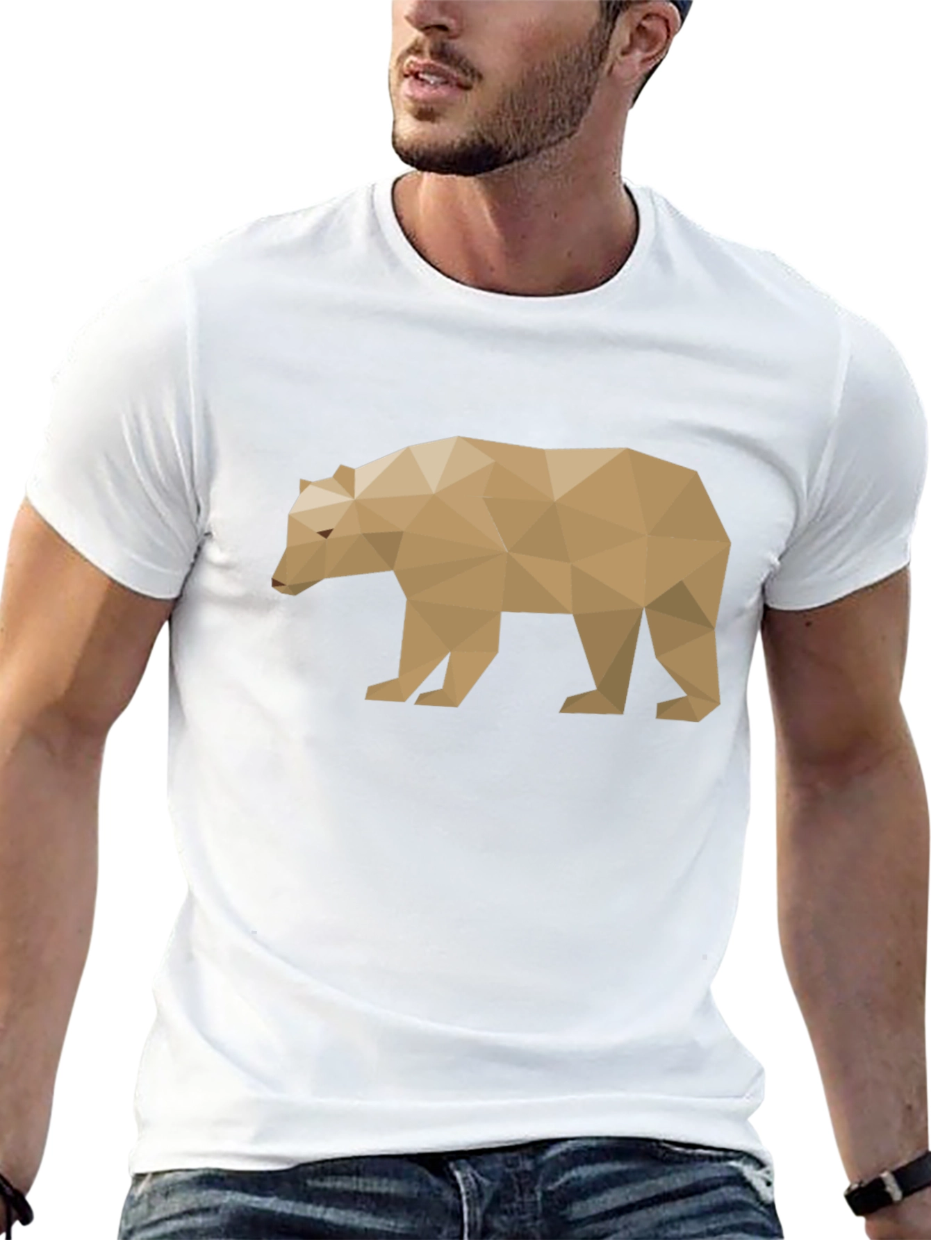 Geometric Bear Graphic Tee - Modern Style