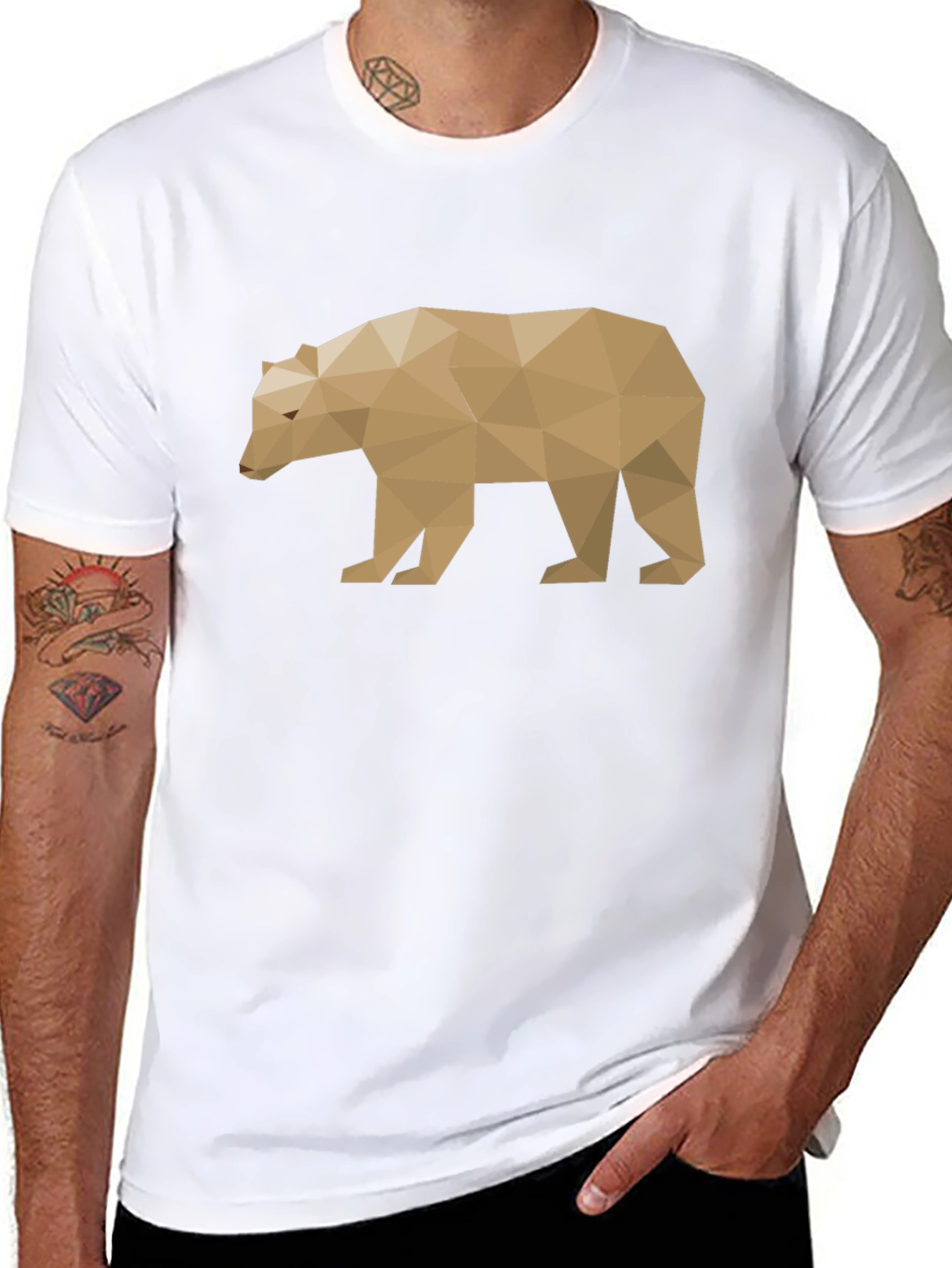 Geometric Bear Graphic Tee - Modern Style