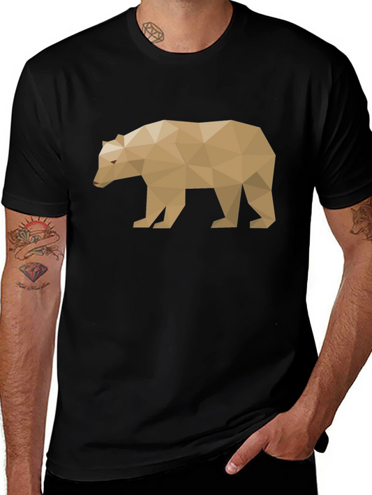 Geometric Bear Graphic Tee - Modern Style