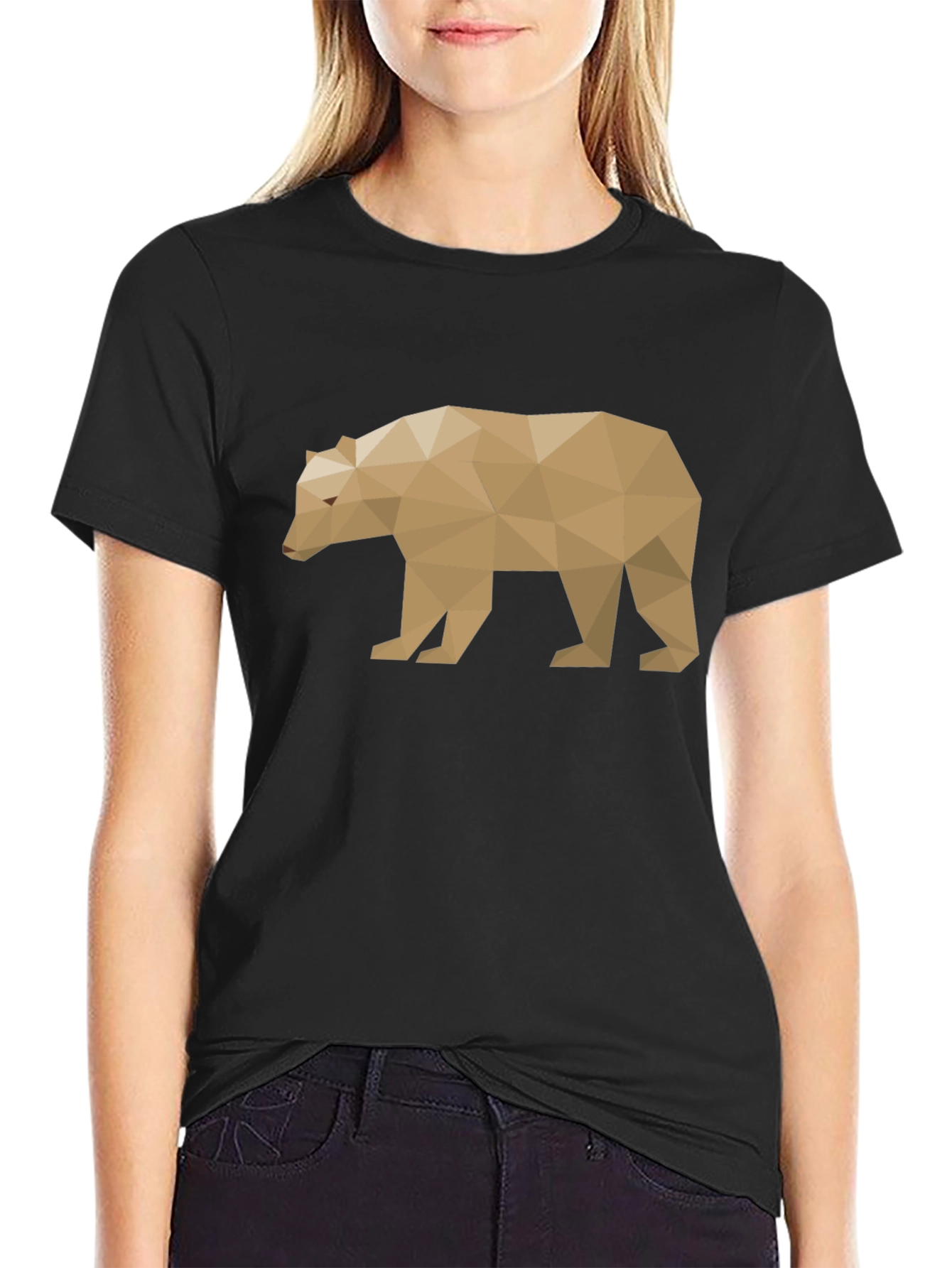 Geometric Bear Graphic Tee - Modern Style