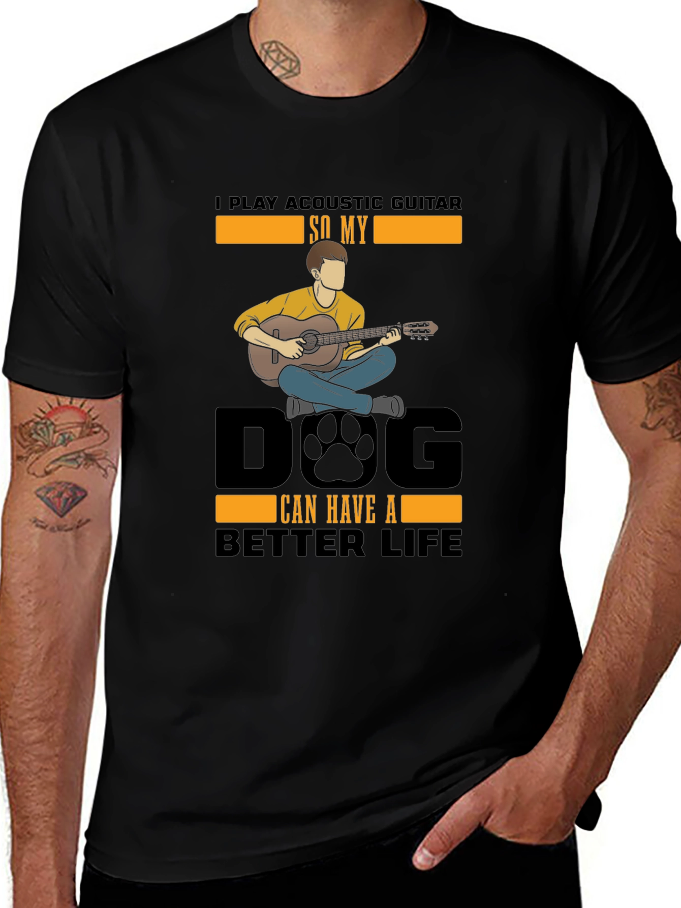 Acoustic Guitar Dog Lover T-Shirt