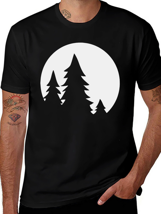 Nature Scene Graphic Tee - Black Cotton Blend