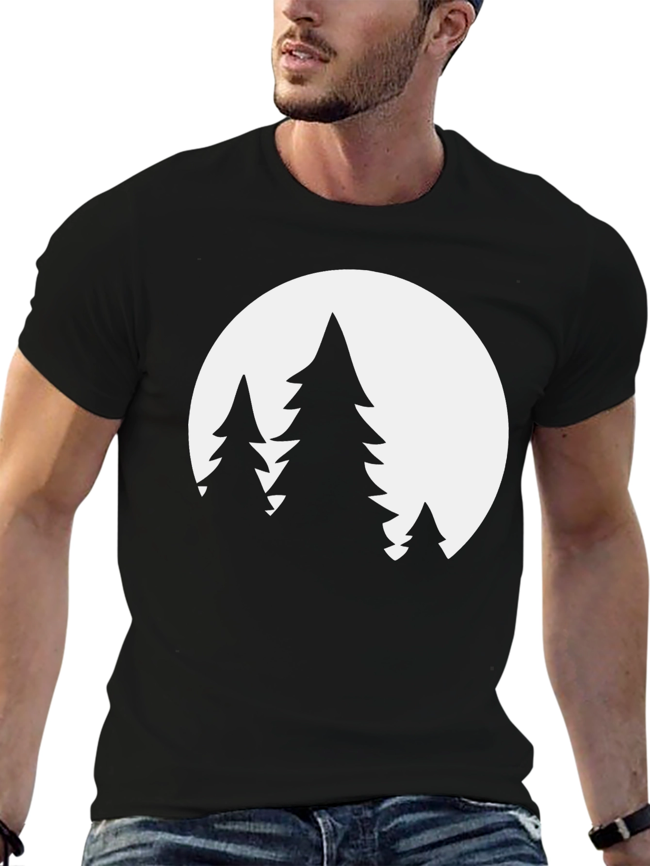 Nature Scene Graphic Tee - Black Cotton Blend